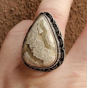 New Laguna Lace Agate 925 Silver Ring.